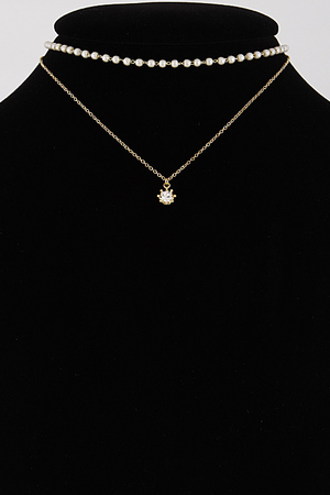 Elegant Layered Necklace With Rhinestones 6CCD7